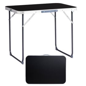 2.3ft Black Outdoor Folding Table Aluminum Alloy Rectangular 50kg Folding Tabletop